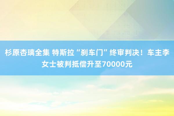 杉原杏璃全集 特斯拉“刹车门”终审判决！车主李女士被判抵偿升至70000元