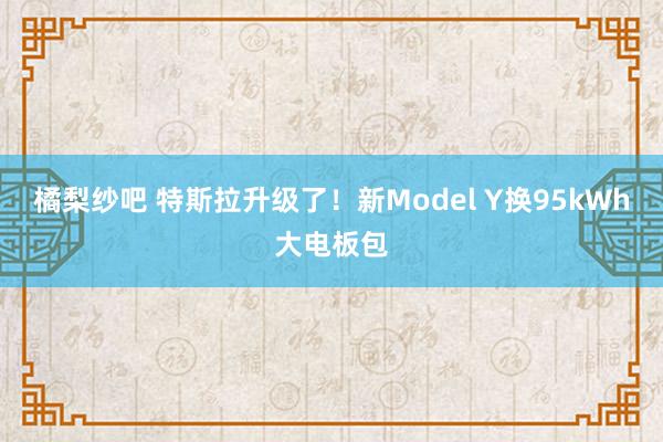 橘梨纱吧 特斯拉升级了！新Model Y换95kWh大电板包