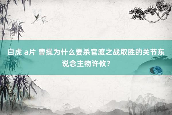 白虎 a片 曹操为什么要杀官渡之战取胜的关节东说念主物许攸？