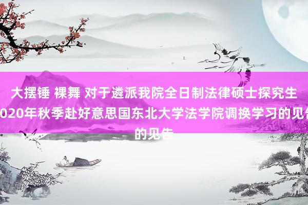 大摆锤 裸舞 对于遴派我院全日制法律硕士探究生2020年秋季赴好意思国东北大学法学院调换学习的见告