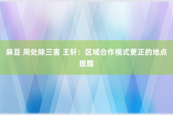 麻豆 周处除三害 王轩：区域合作模式更正的地点提醒